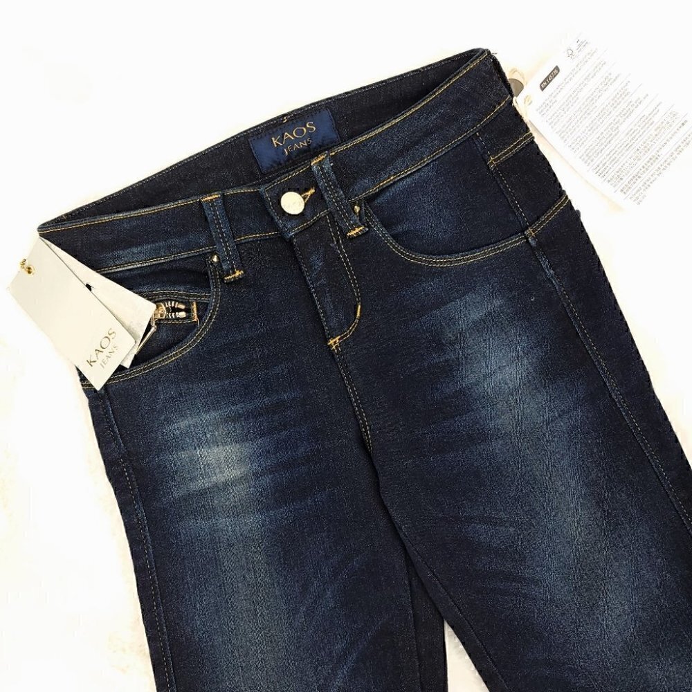 Kaos Italian NWT Women's 25 Straight Blue Jeans HIJBL027 RN# 145736 Flexible - Picture 2 of 16